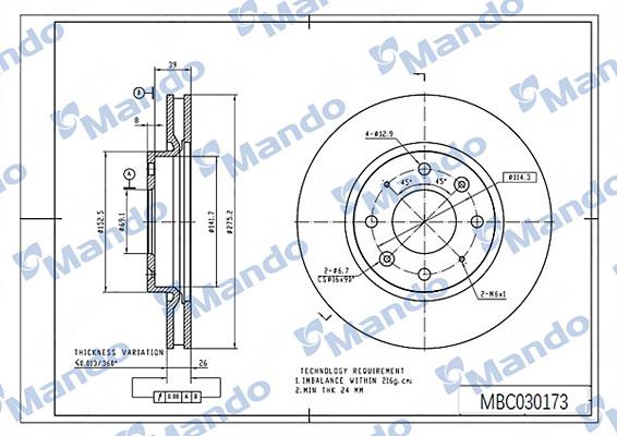 Mando MBC030173 - Disque de frein cwaw.fr