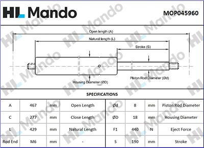 Mando MOP045960 - Vérin de hayon, de coffre cwaw.fr