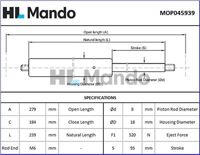 Mando MOP045939 - Vérin de hayon, de coffre cwaw.fr