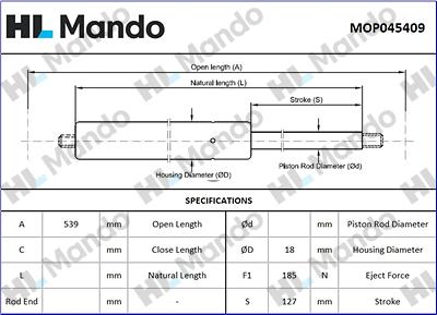 Mando MOP045409 - Vérin, vitre arrière cwaw.fr