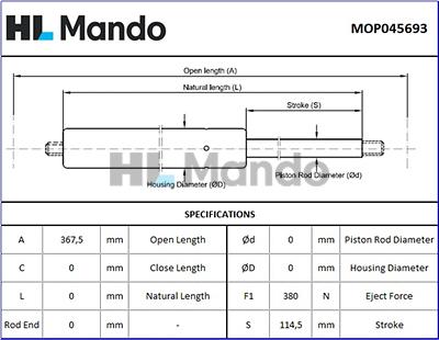 Mando MOP045693 - Vérin de hayon, de coffre cwaw.fr