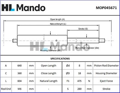 Mando MOP045671 - Vérin de hayon, de coffre cwaw.fr