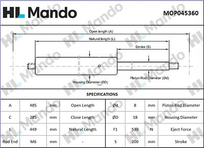 Mando MOP045360 - Vérin de hayon, de coffre cwaw.fr