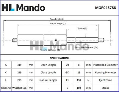 Mando MOP045788 - Vérin de hayon, de coffre cwaw.fr