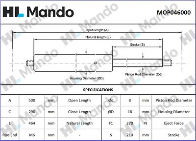 Mando MOP046000 - Vérin de hayon, de coffre cwaw.fr