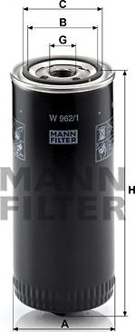 Mann-Filter W 962/1 - Filtre, système hydraulique de travail cwaw.fr