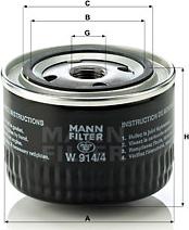 Mann-Filter W 914/4 - Filtre à huile cwaw.fr