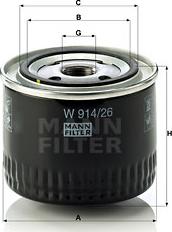 Mann-Filter W 914/26 - Filtre à huile cwaw.fr