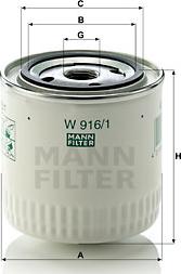 Mann-Filter W 916/1 - Filtre à huile cwaw.fr