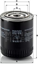 Mann-Filter W 930/9 - Filtre à huile cwaw.fr