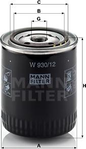 Mann-Filter W 930/12 - Filtre à huile cwaw.fr