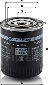 Mann-Filter W 930/21 - Filtre à huile cwaw.fr