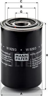 Mann-Filter W 929/3 - Filtre à huile cwaw.fr