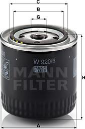 Mann-Filter W 920/6 - Filtre à huile cwaw.fr