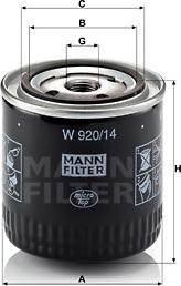 Mann-Filter W 920/14 - Filtre à huile cwaw.fr