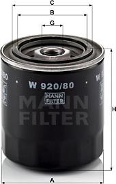 Mann-Filter W 920/80 - Filtre à huile cwaw.fr