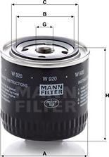 Mann-Filter W 920 - Filtre à huile cwaw.fr