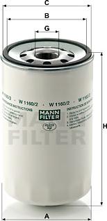 Mann-Filter W 1160/2 - Filtre à huile cwaw.fr