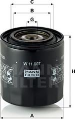 Mann-Filter W 11 007 - Filtre à huile cwaw.fr