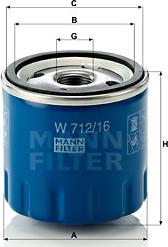 Mann-Filter W 712/16 - Filtre à huile cwaw.fr