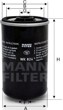 Mann-Filter WK 824 - Filtre à carburant cwaw.fr