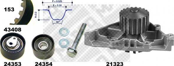 Mapco 41408 - Pompe à eau + kit de courroie de distribution cwaw.fr