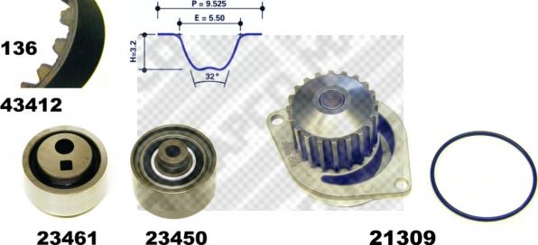 Mapco 41412 - Pompe à eau + kit de courroie de distribution cwaw.fr