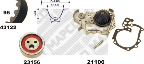 Mapco 41122/1 - Pompe à eau + kit de courroie de distribution cwaw.fr