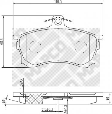 Mapco 6684 - Kit de plaquettes de frein, frein à disque cwaw.fr