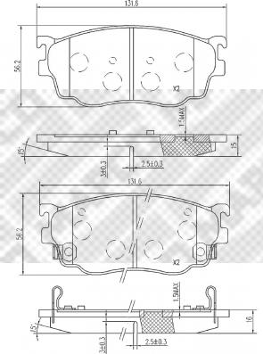 Mapco 6743 - Kit de plaquettes de frein, frein à disque cwaw.fr