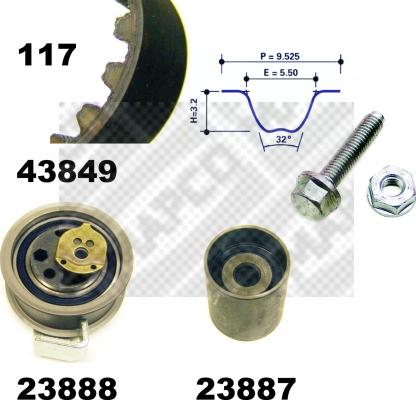 Mapco 23849 - Kit de distribution cwaw.fr