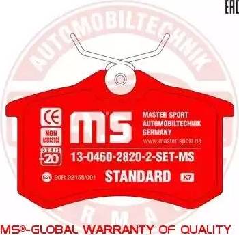 MASTER-SPORT GERMANY 13046028202-SET-MS - Kit de plaquettes de frein, frein à disque cwaw.fr