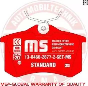 MASTER-SPORT GERMANY 13046028772-SET-MS - Kit de plaquettes de frein, frein à disque cwaw.fr