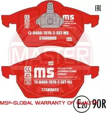 MASTER-SPORT GERMANY 13046070762-SET-MS - Kit de plaquettes de frein, frein à disque cwaw.fr