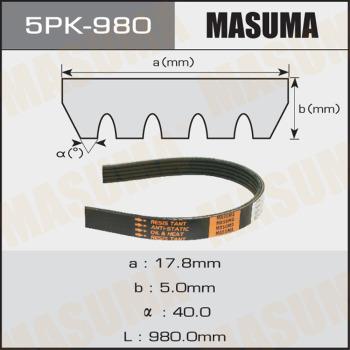 MASUMA 5PK980 - Courroie trapézoïdale à nervures cwaw.fr