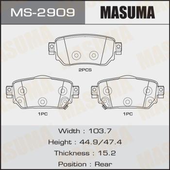 MASUMA MS-2909 - Jeu de mâchoires de frein cwaw.fr