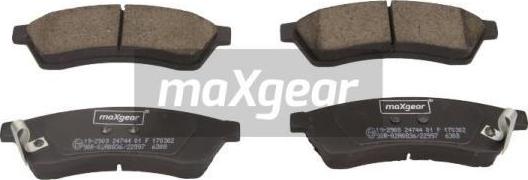 Maxgear 19-2908 - Kit de plaquettes de frein, frein à disque cwaw.fr