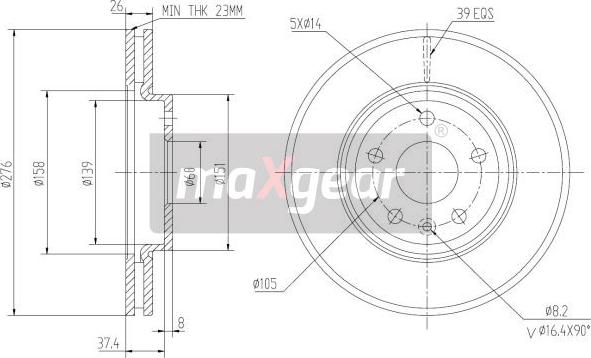 Maxgear 19-2334 - Disque de frein cwaw.fr