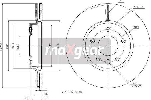 Maxgear 19-2332 - Disque de frein cwaw.fr