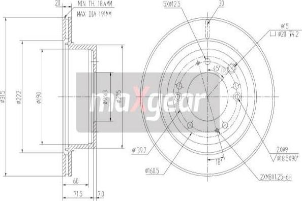 Maxgear 19-2372 - Disque de frein cwaw.fr