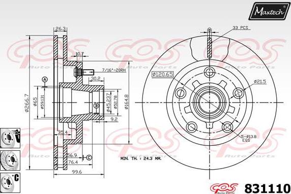 Maxtech 72936022 - Piston, étrier de frein cwaw.fr