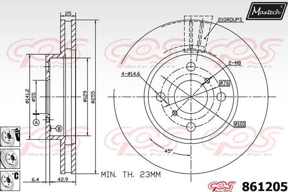 Maxtech 6261008 - Étrier de frein cwaw.fr