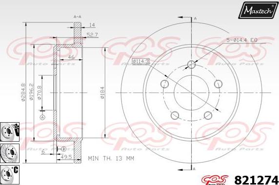 Maxtech 876605 - Tambour de frein cwaw.fr