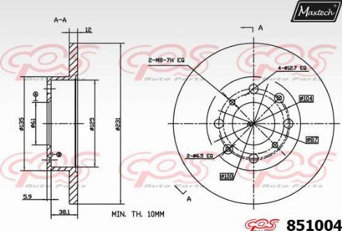 Maxtech 851004.0000 - Disque de frein cwaw.fr