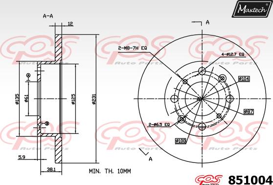 Maxtech 851012 - Disque de frein cwaw.fr