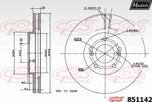 Maxtech 851142.0000 - Disque de frein cwaw.fr