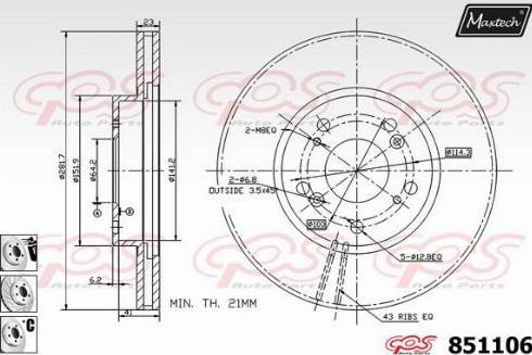 Maxtech 851106.6880 - Disque de frein cwaw.fr