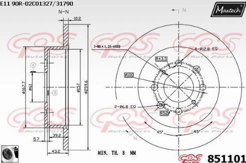 Maxtech 851101.0060 - Disque de frein cwaw.fr