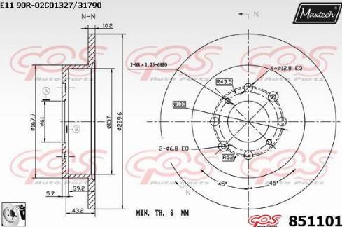 Maxtech 851101.0080 - Disque de frein cwaw.fr