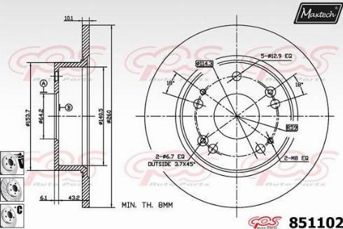 Maxtech 851102.6880 - Disque de frein cwaw.fr